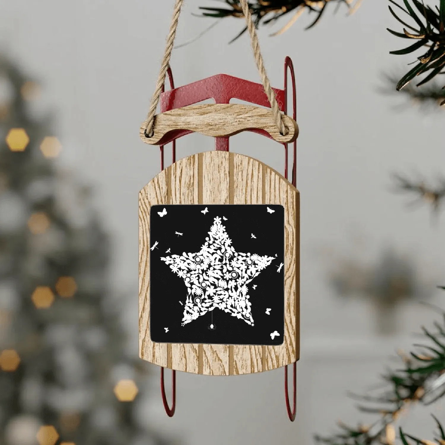 Natural Star Nature Sled Ornaments