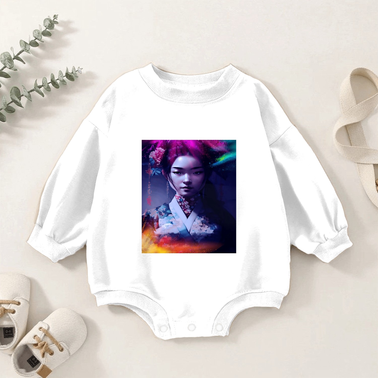 Geisha Japanese Japan Samurai Anime woman Baby Romper Sweatshirts