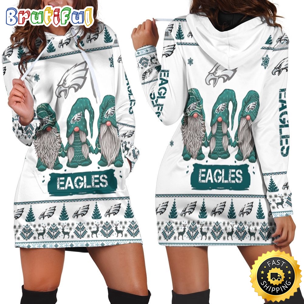 football Philadelphia Eagles Hoodie Dress Gnomes All Over Print Hoodie Women
