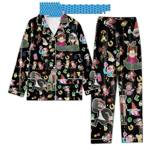 Gravity Falls Character Black Design Pajamas Set
