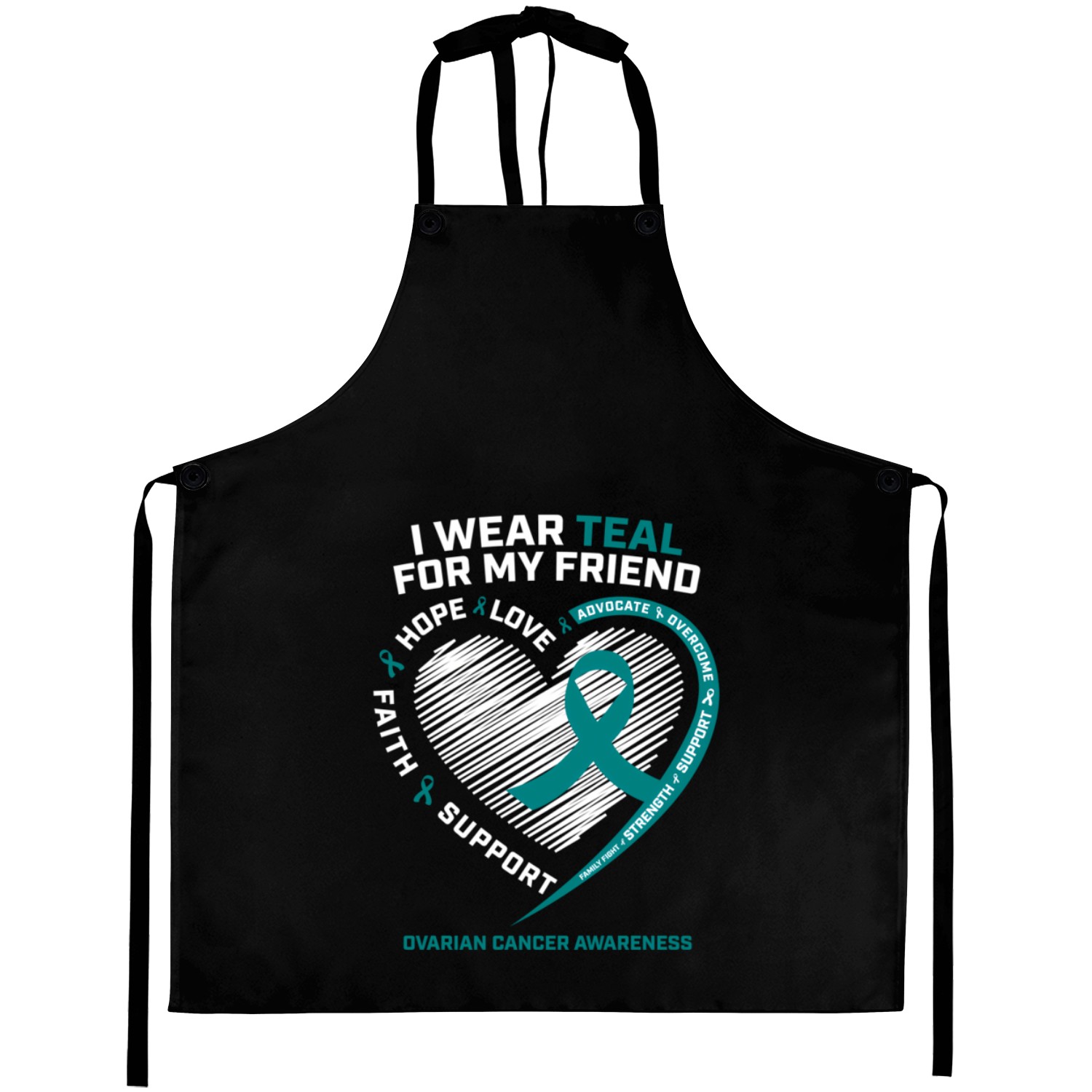 Teal Ribbon Ovarian Cancer Awareness Friend Aprons