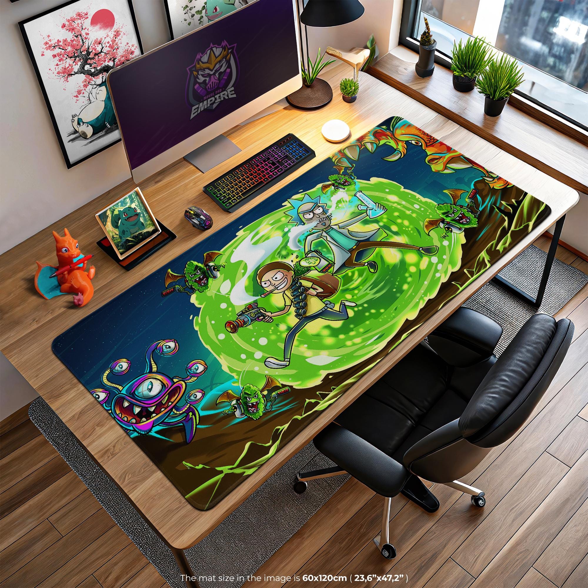 Rick and Rickandmorty Alien Portal Desk Mat, Green Portal Gaming Mouse Pad, Fan Gift
