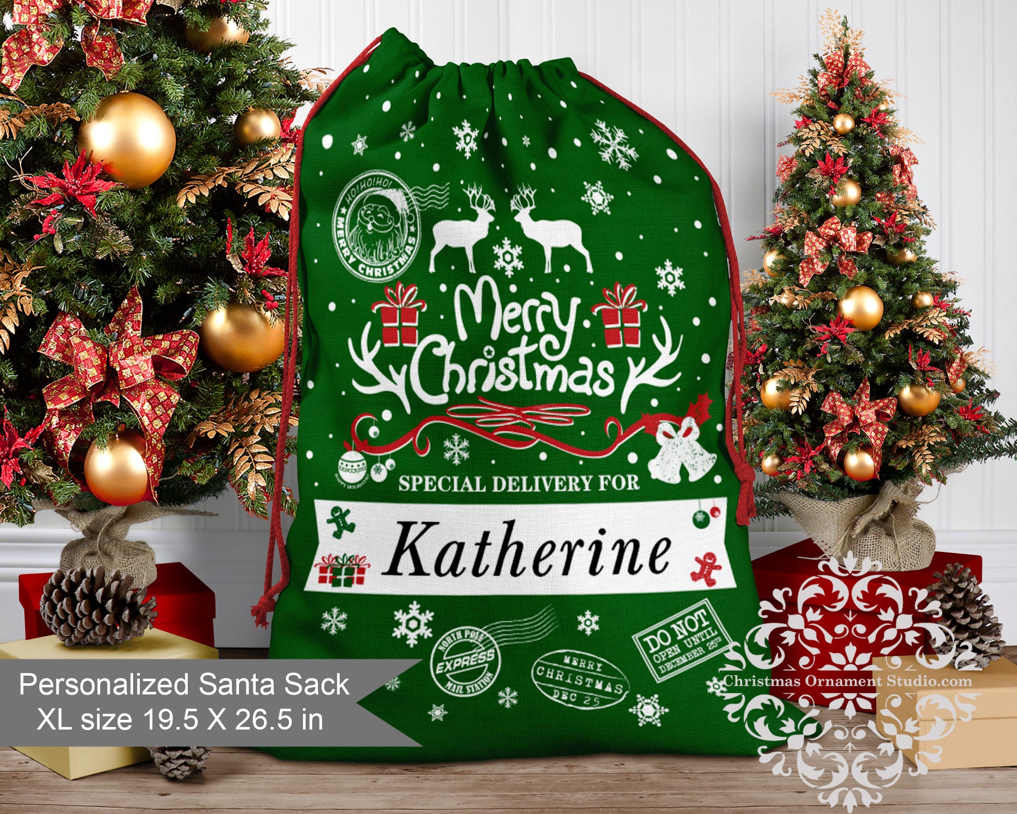 Personalized Santa Sack extra large-Merry Christmas Santa Sack-Santa Sack with Name-Custom Christmas Gift Sack-Custom personalized gift Sack