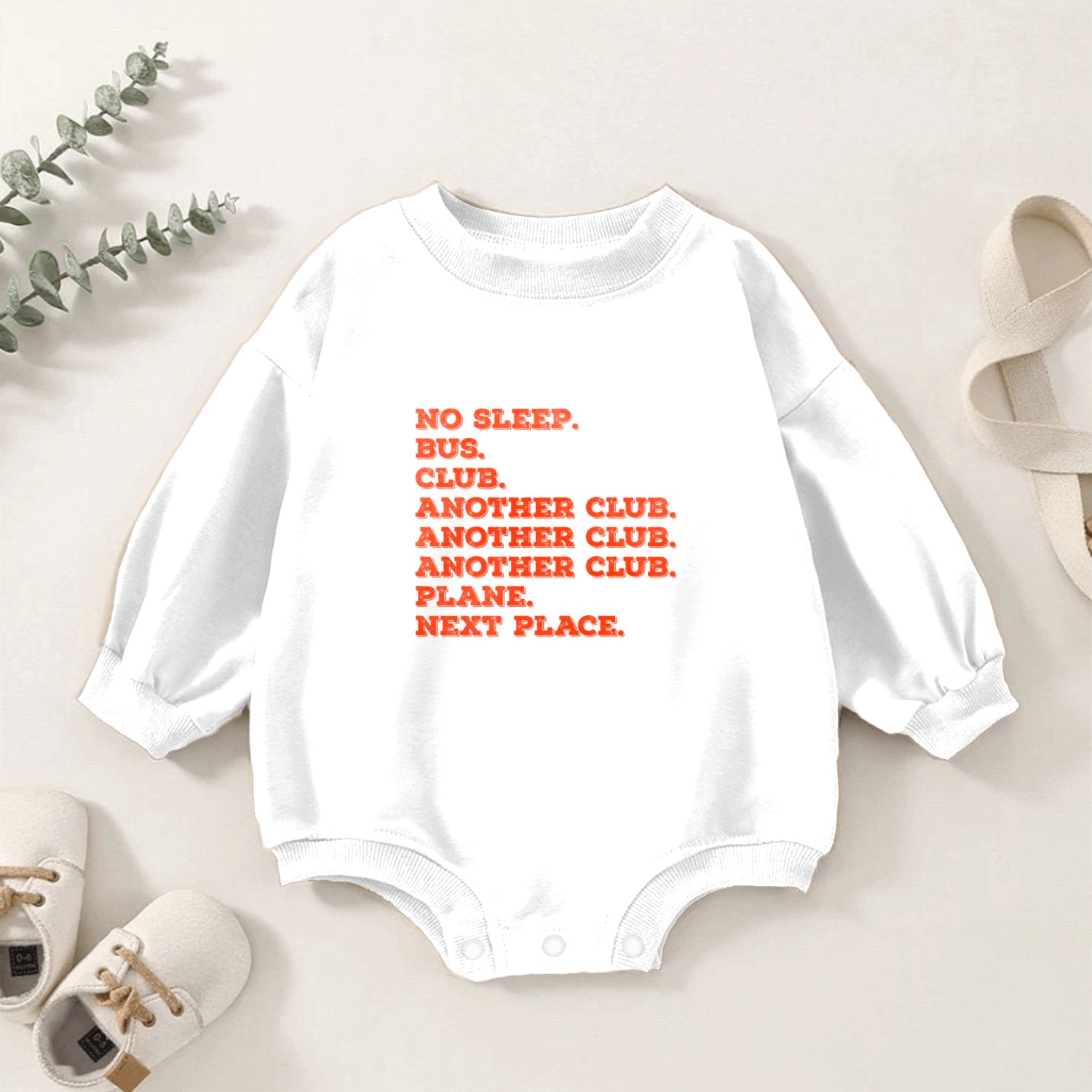 No sleep bus club another club another club anothe Baby Romper Sweatshirts