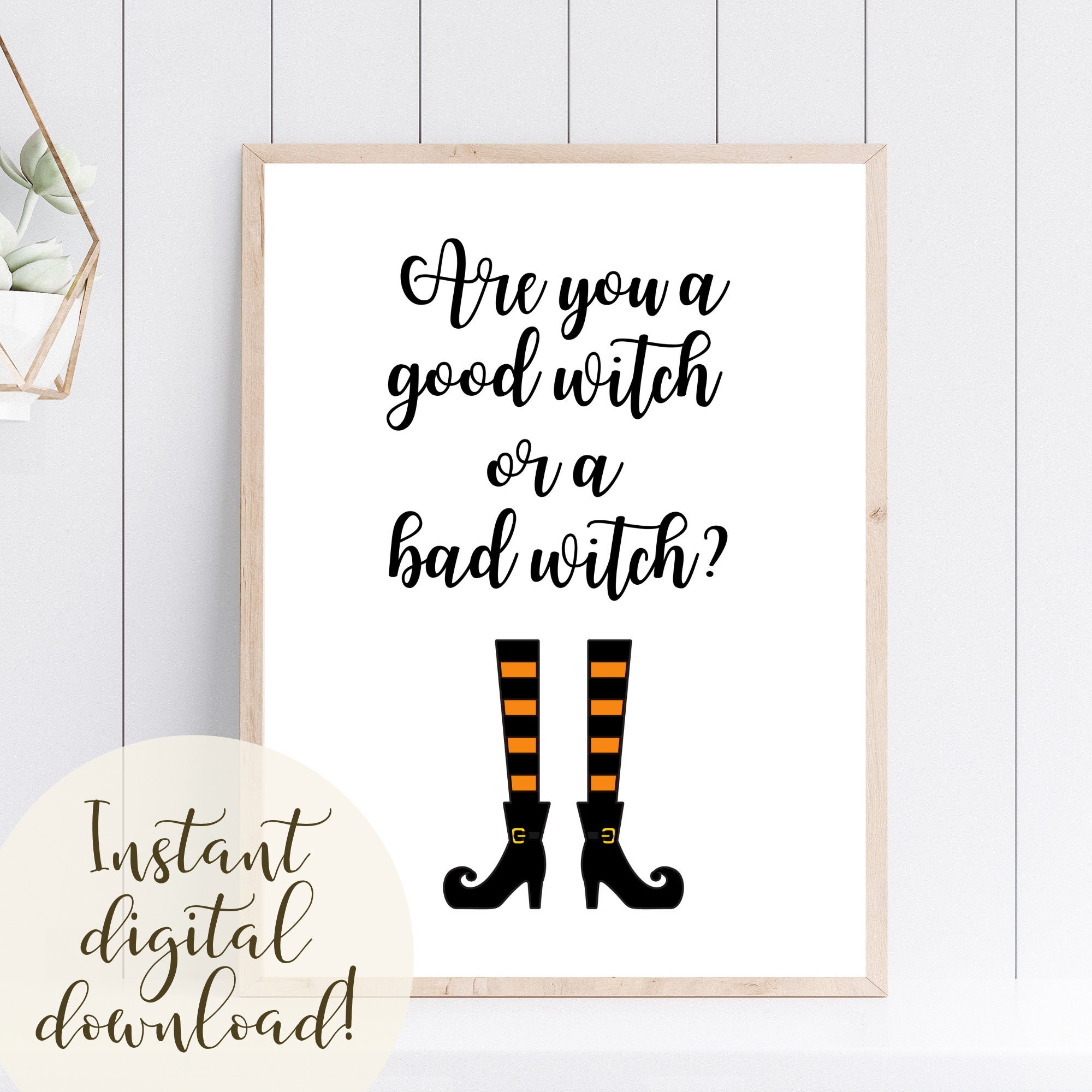 Halloween Witch Print | Printable Fall Wall Decor | Orange & Black Theme