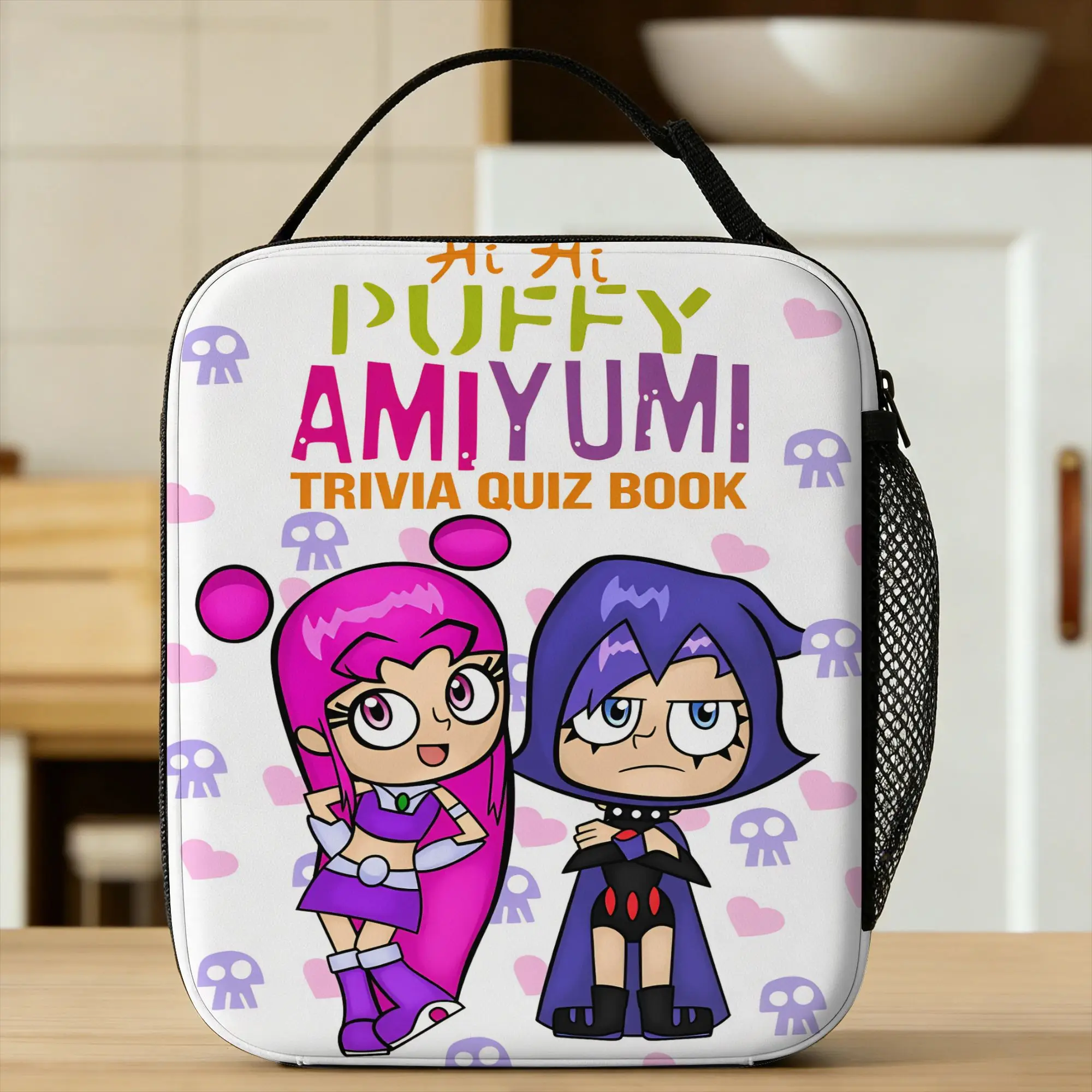 Hi Hi Puffy AmiYumi Kids Lunch Bag, Portable Oxford Thermal Cooler Bag for School, Picnic