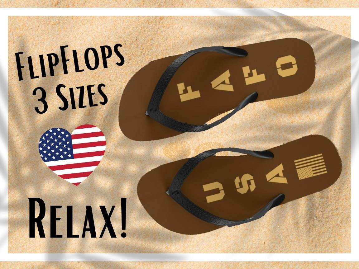 Patriotic USA Flip Flops, Unisex Military Flip Flops, USA FAFO Flip-flops