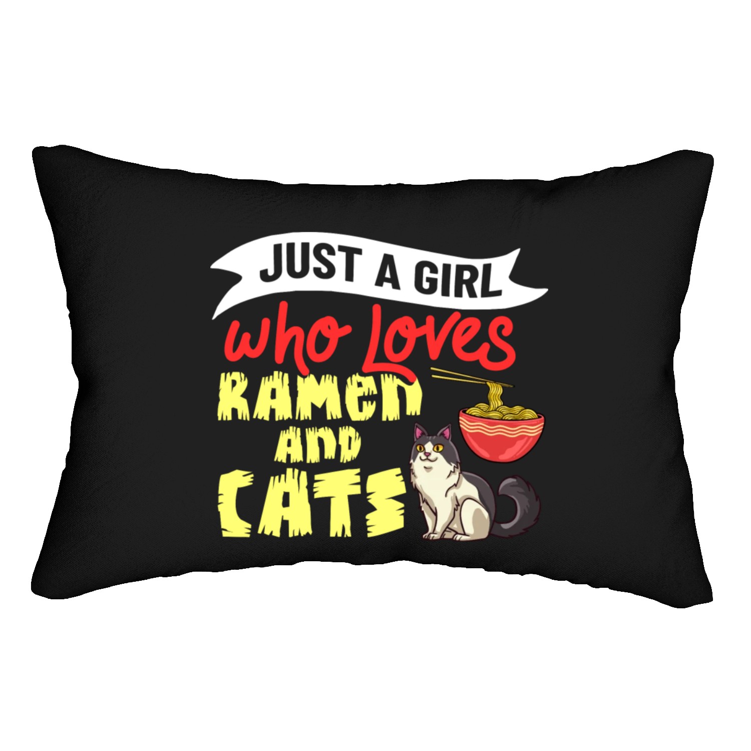 Ramen Cat Bowl Chicken Noodle Soup Japanese Lumbar Pillows