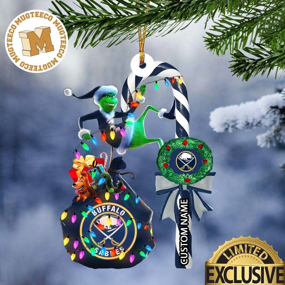 Personalized Buffalo Team Sabres funny character Candy Cane Christmas Ornament