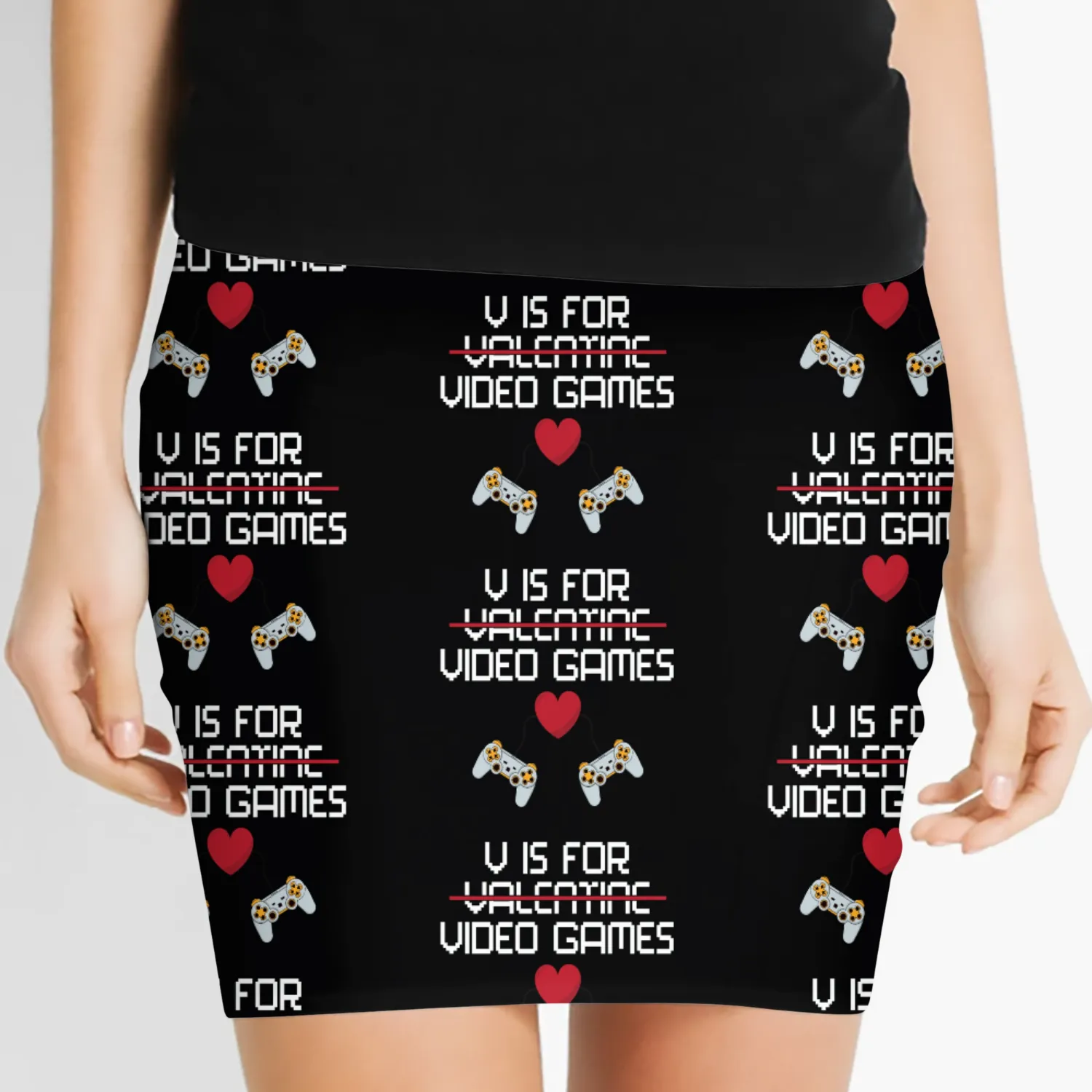 V is for video games on valentine day Women's Mini Skirts