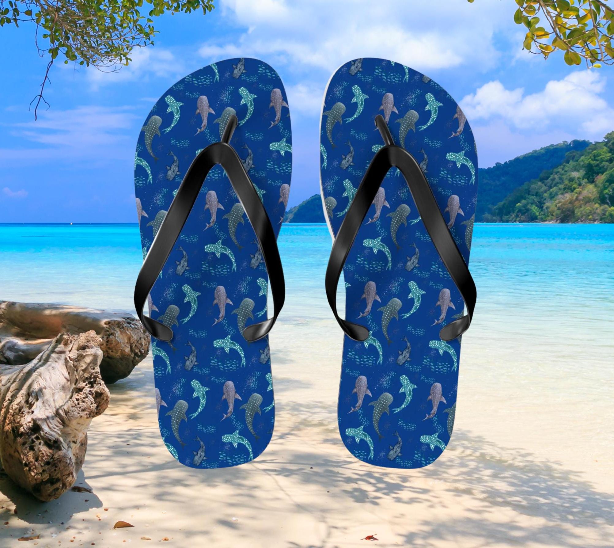 Spotted Whale Shark Mens Flip Flops - Perfect for Beach Days, Summer Vacations, Pool Parties, Gift for Sea Lovers, Mens Sandals, fish gift