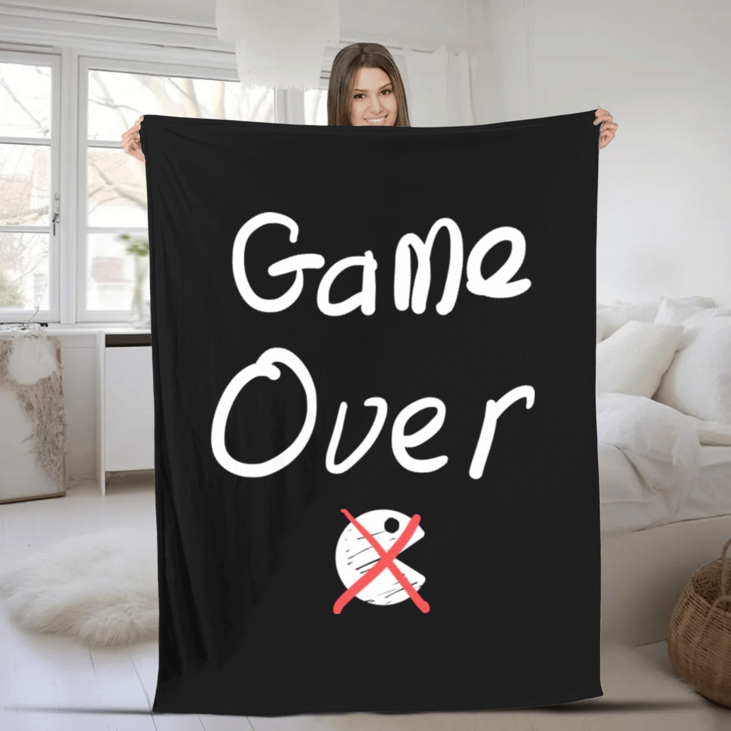 Game Over Sarcasm 80s 70s Fleece Blankets