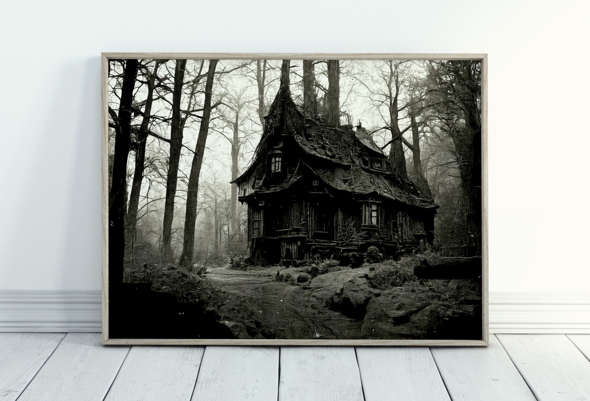 Haunted Abandoned House Halloween Print. Halloween PRINTABLE Wall Art