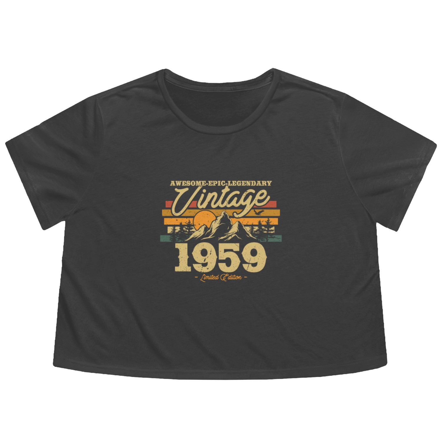 1959 Vintage Birthday Gift Flowy Cropped Tees
