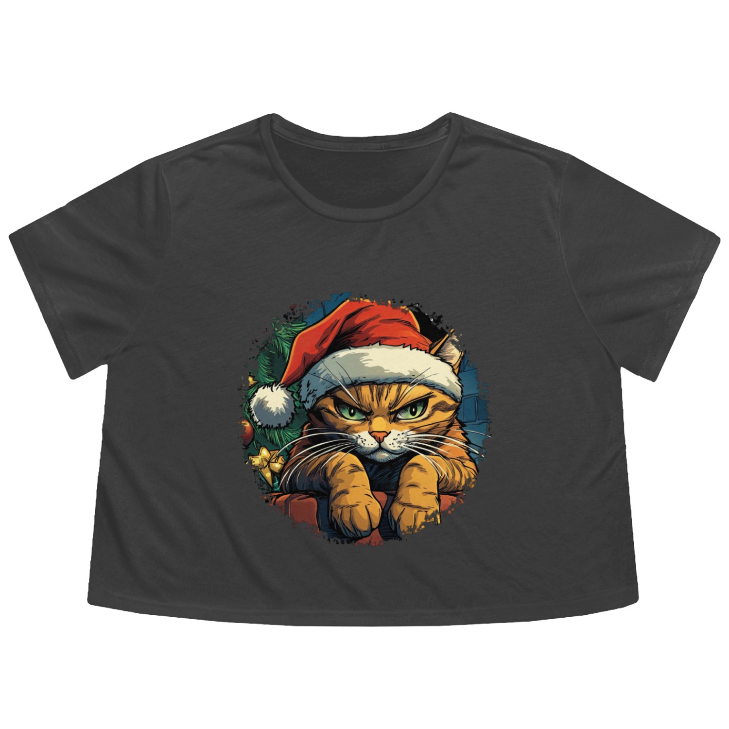 Cats Christmas Flowy Cropped Tees