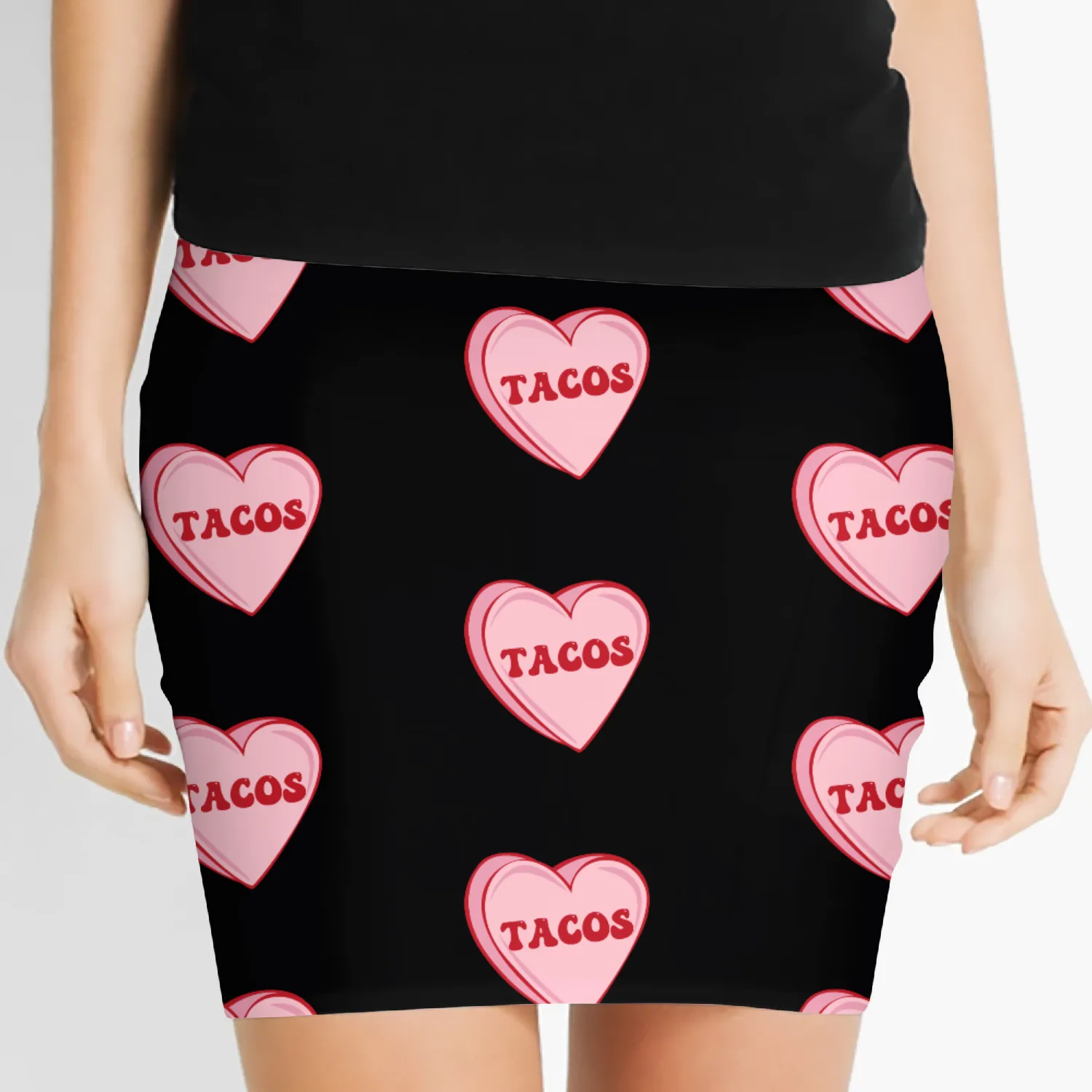 Mexican Tacos Are My Valentine I Love Taco Candy Women's Mini Skirts
