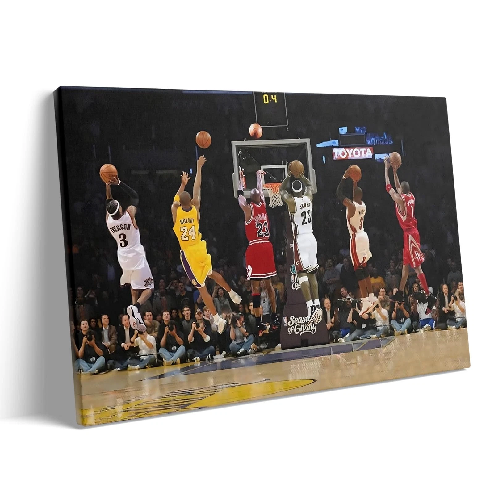 Basketball Legends Canvas Wall Art Print Poster, Iconic Sports Stars Shooting...