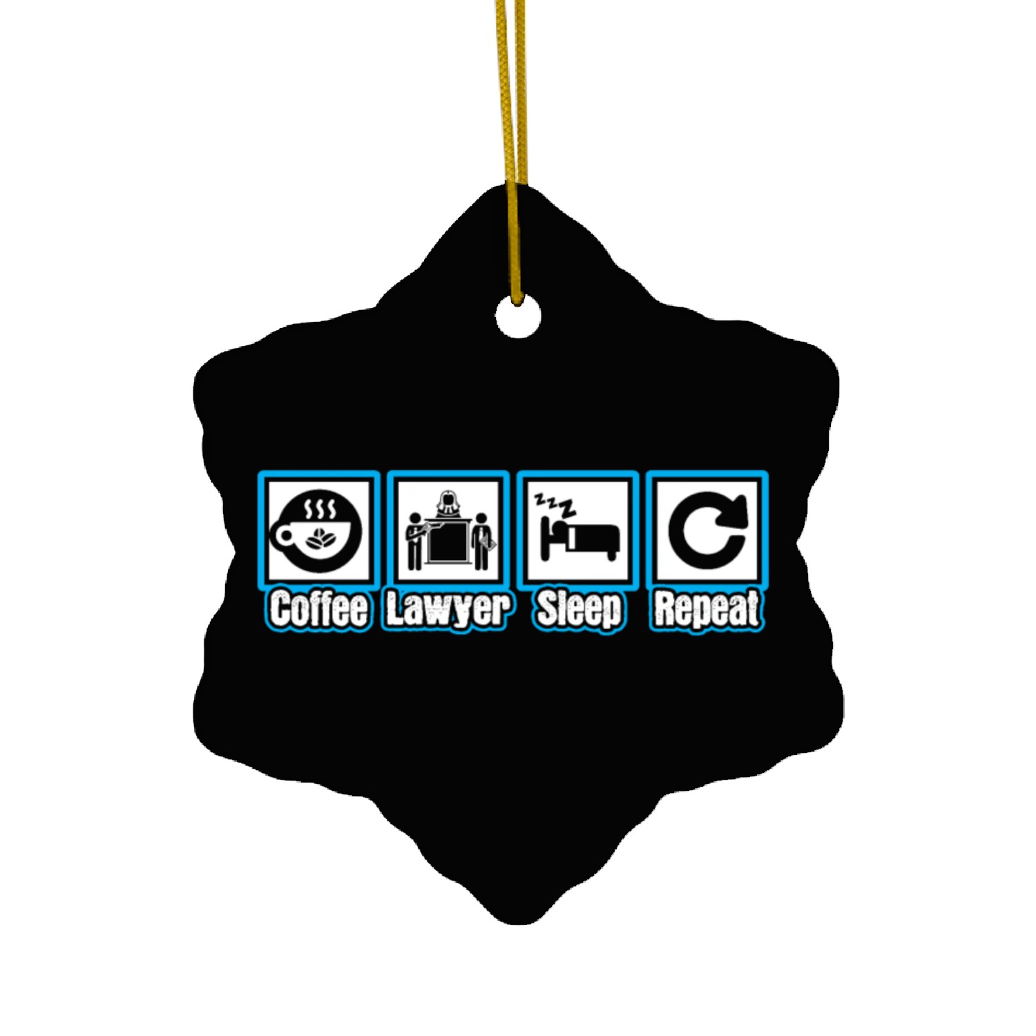 Coffee Lawyer Sleep Repeat Ceramic Ornaments