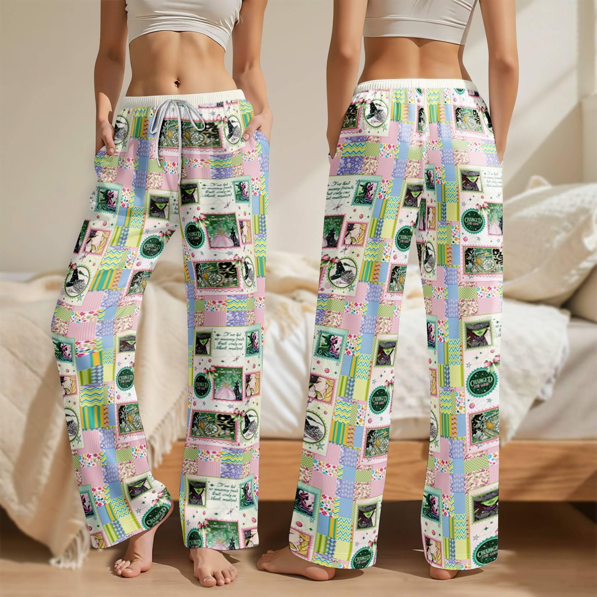 Wicked Movie Pajama Pants Women’s Lounge Sleepwear Green Pink Halloween Costume Pajamas