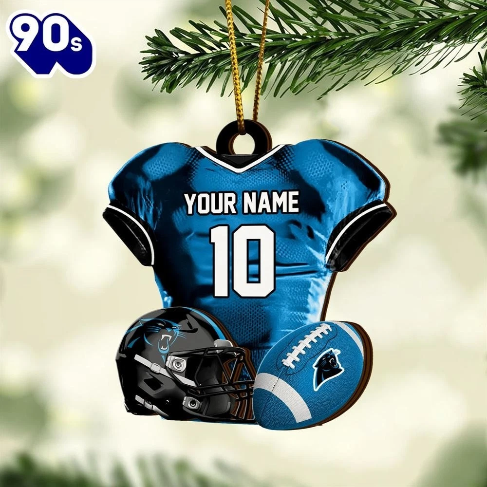 Personalized Carolina Football Team Panthers Christmas Ornament Gift Decor