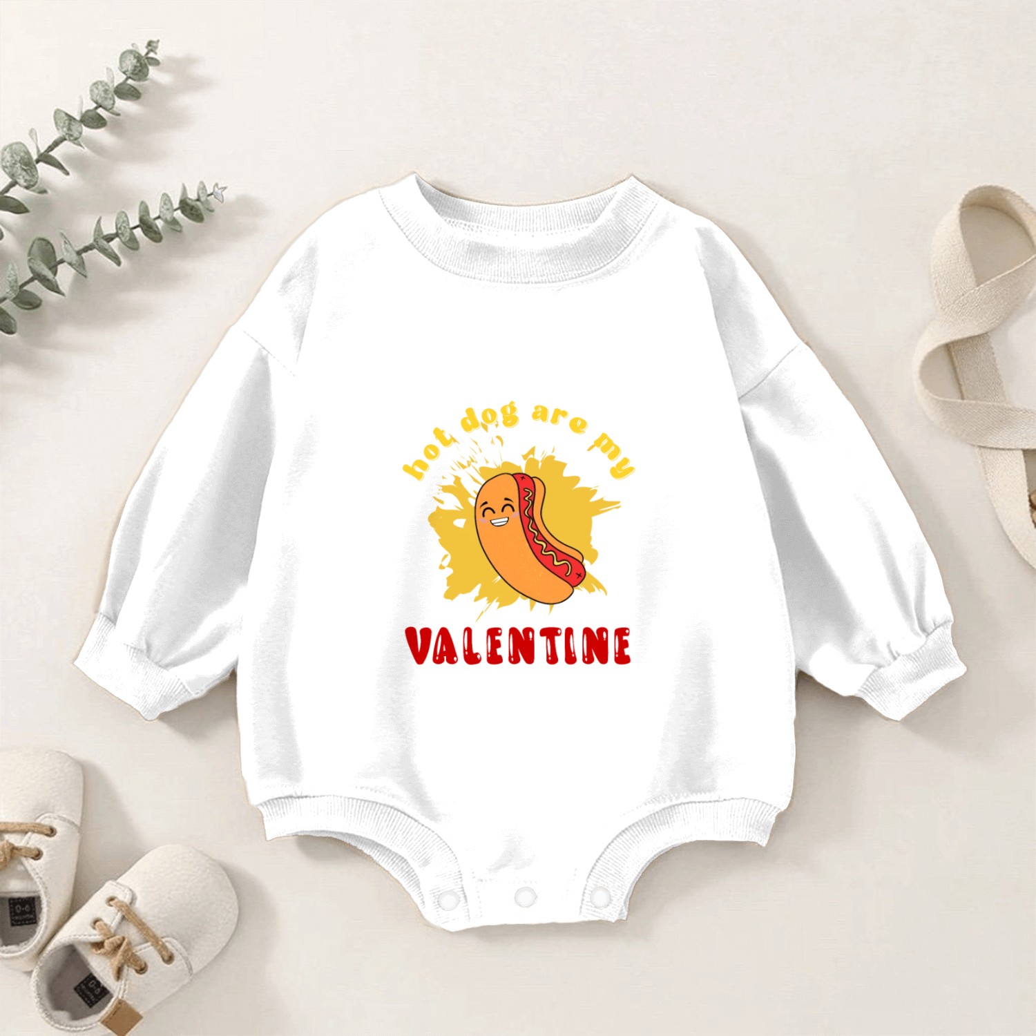 hot dog are my valentine Baby Romper Sweatshirts
