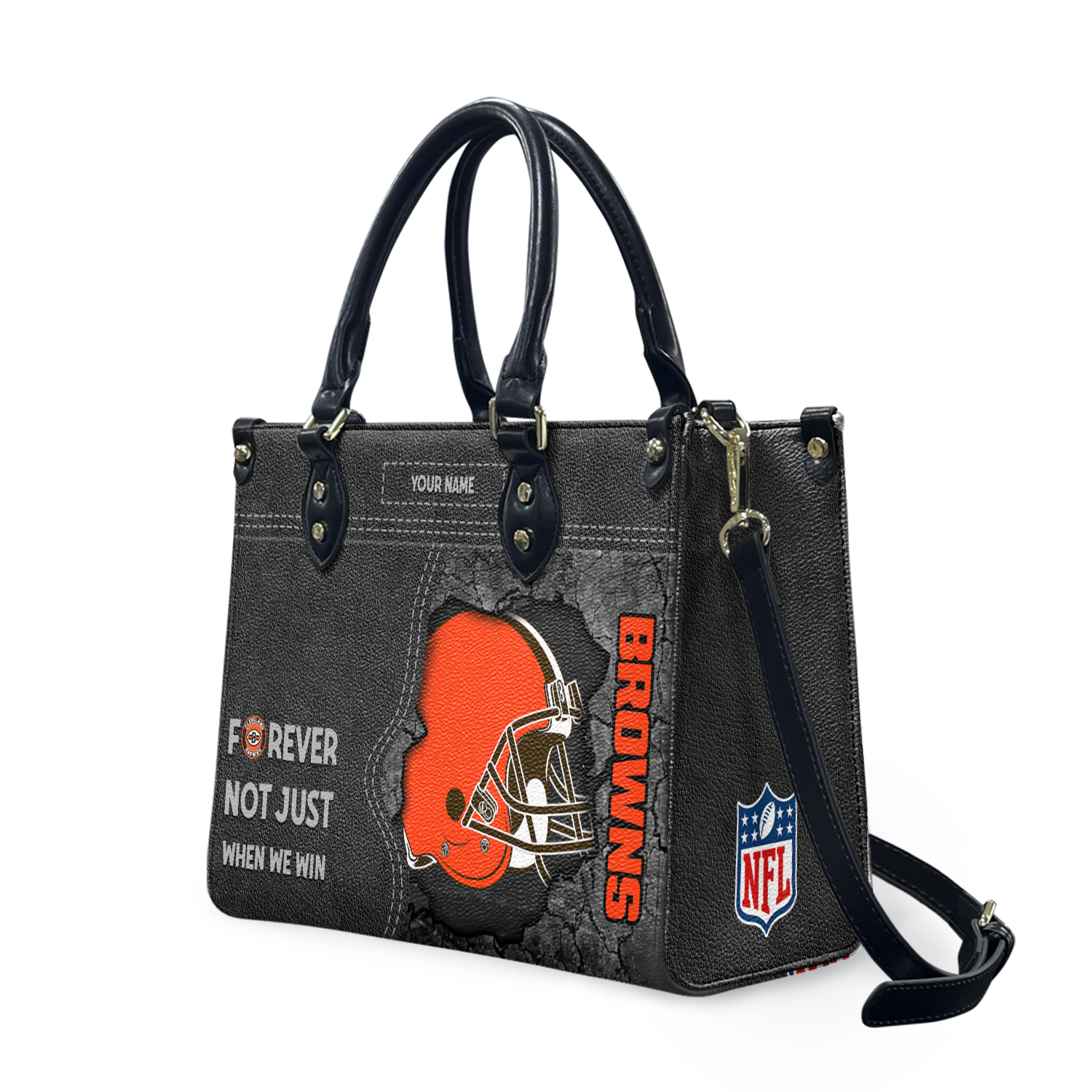 Personalized Clevelands Team Bronws Leather Bag, Football Team Leather Bag