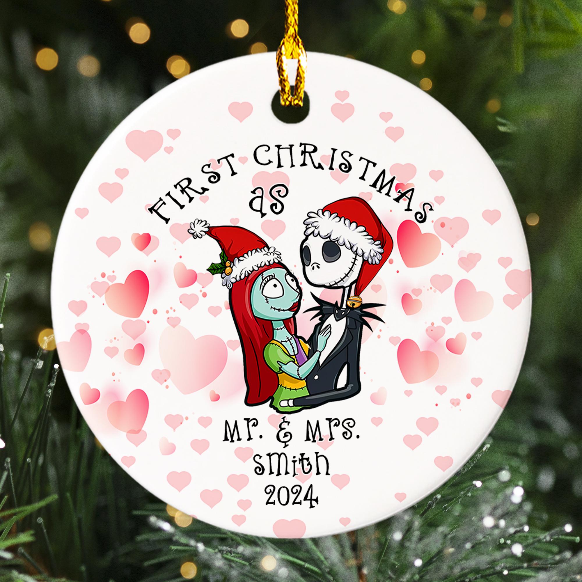 Personalized First Nightmare Christmas Ornament, His And Her Valentine Customized 2024 Christmas Tree Decor, Couple Xmas Gift For Lover