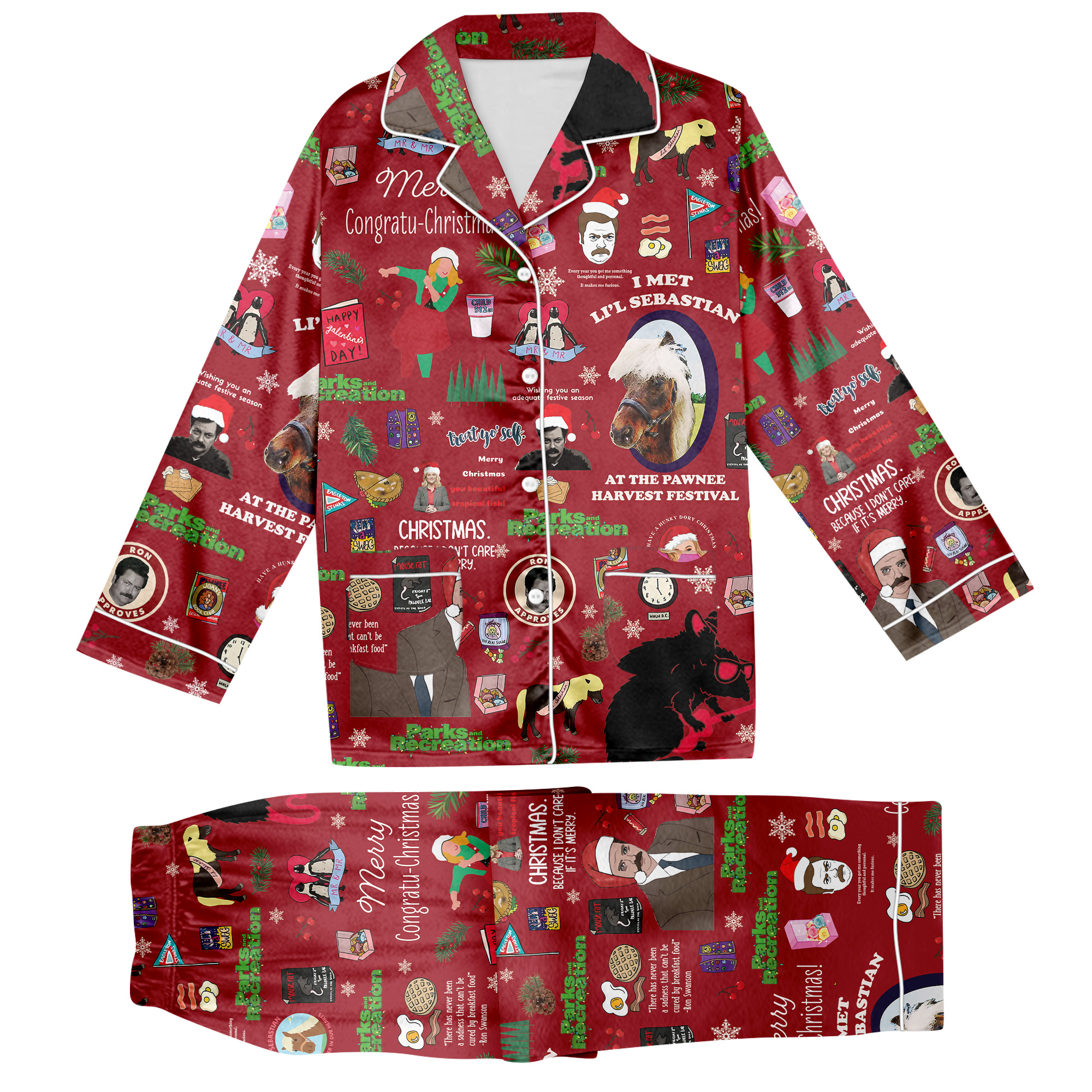 Parks and Recreation Merry Christmas Pajamas Set for Adults