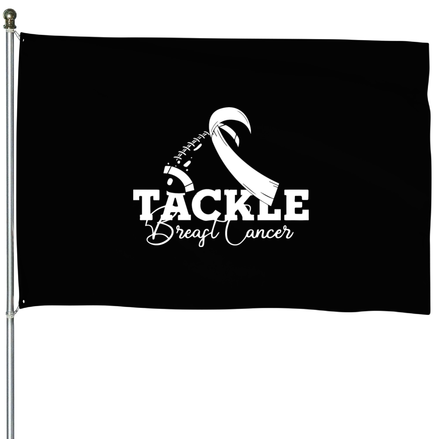 Tackle Breast Cancer Awareness Pink Ribbon House Flags