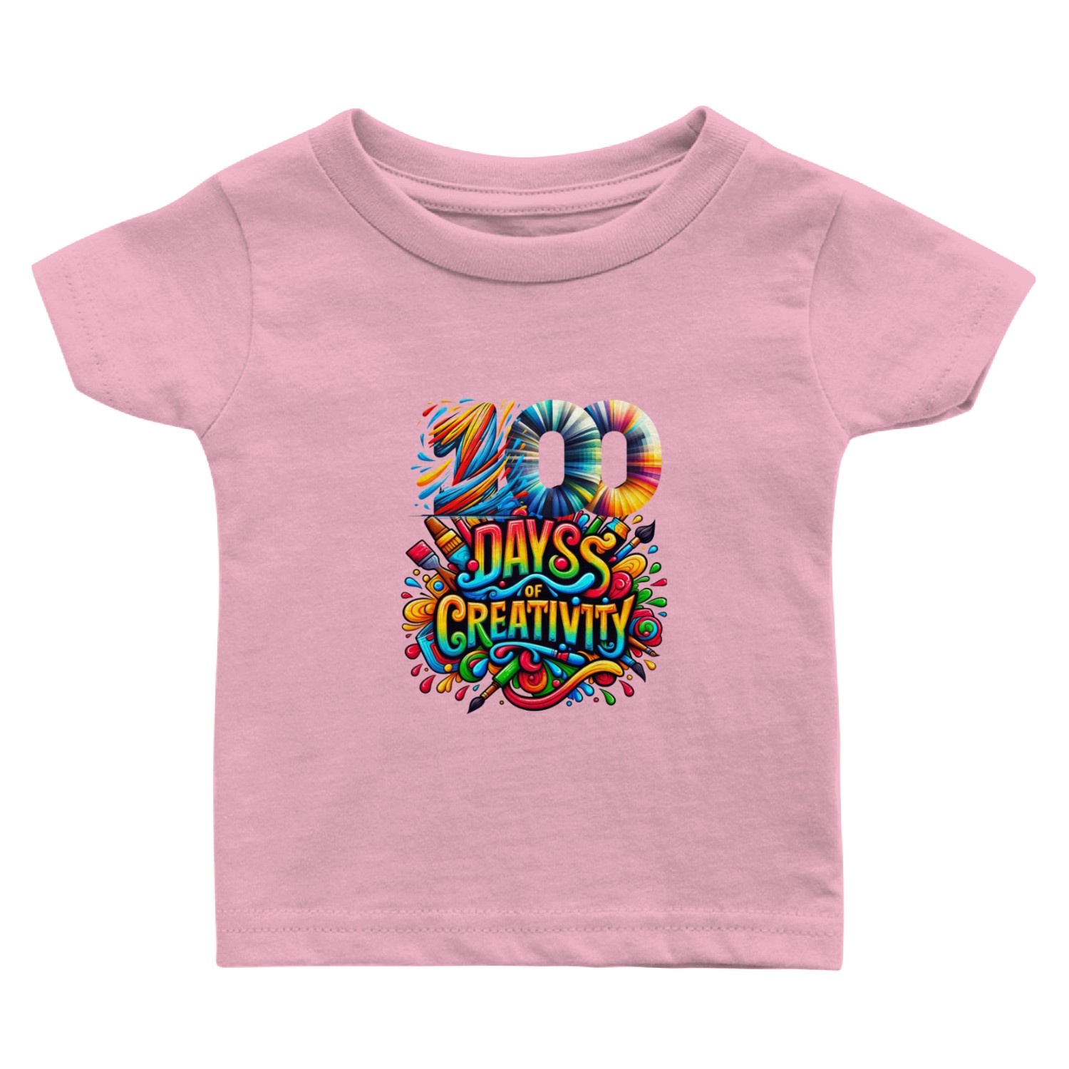 School Baby T Shirts, 100 Days Of Creativity Colorful