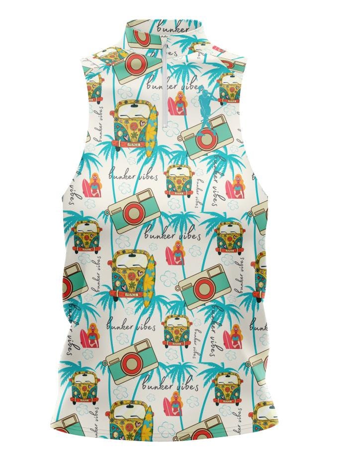 Vibes Women's Sleeveless Zip Polo