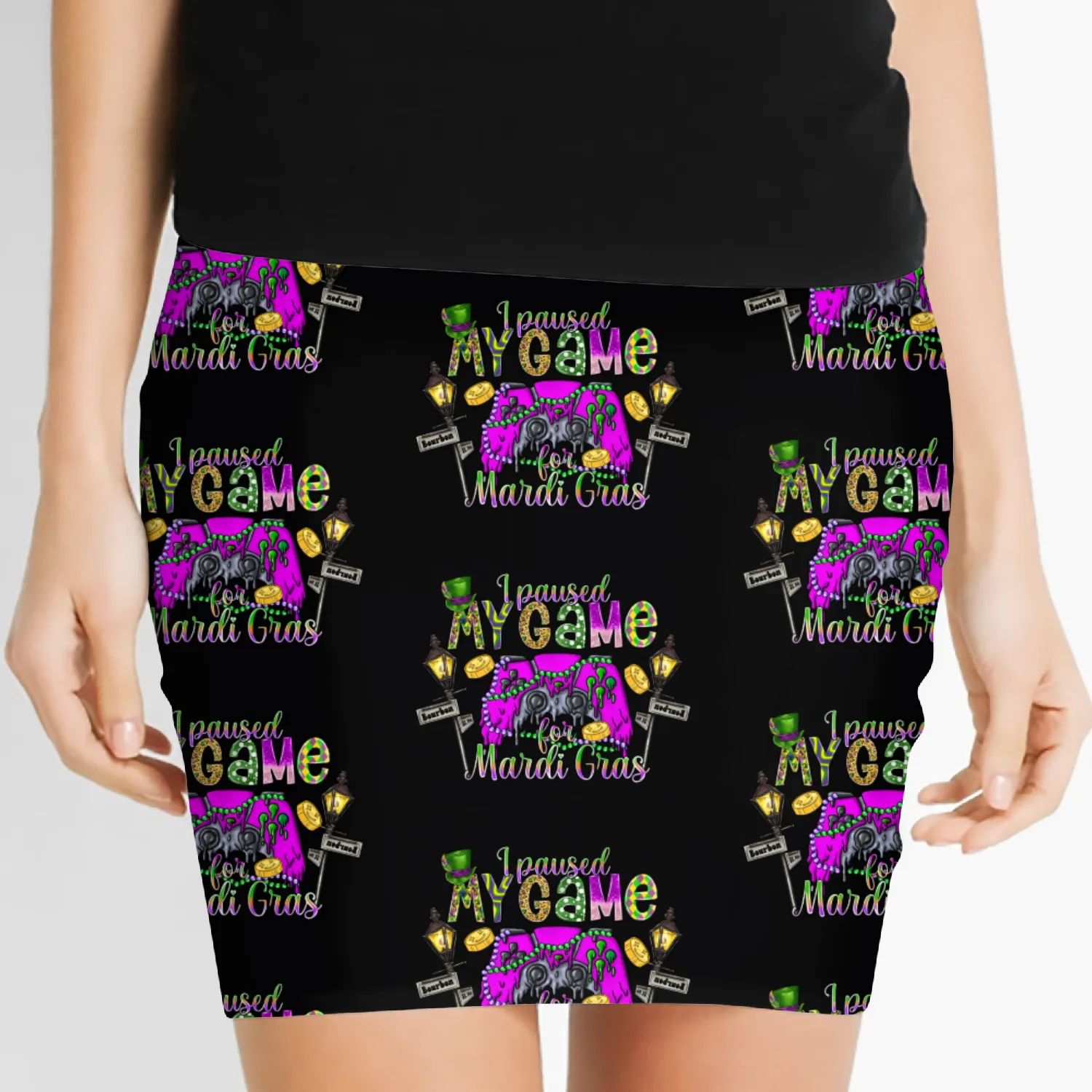 I Paused My Game For Mardi Gras Women's Mini Skirts
