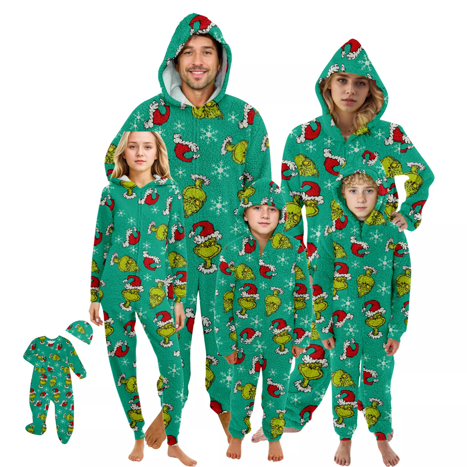 Funny Character Hooded Jumpsuit | Christmas Pajama Outfits | Family Matching Pajamas