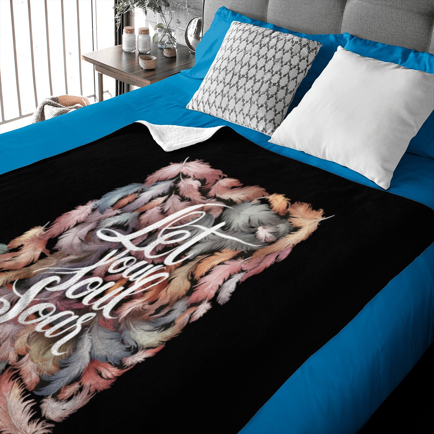 Inspirational Quote with Colorful Feathers Design Baby Blankets