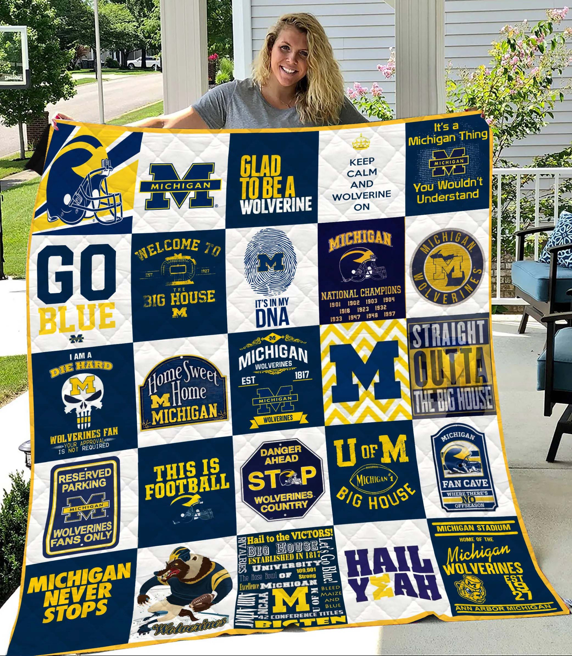 Michigan Wolverines Quilt, Bedding Decor