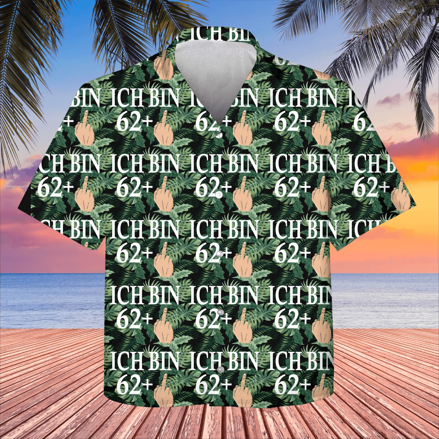 Ich Bin 62 Mittelfinger Greeting Birth B-Day Kids Hawaiians