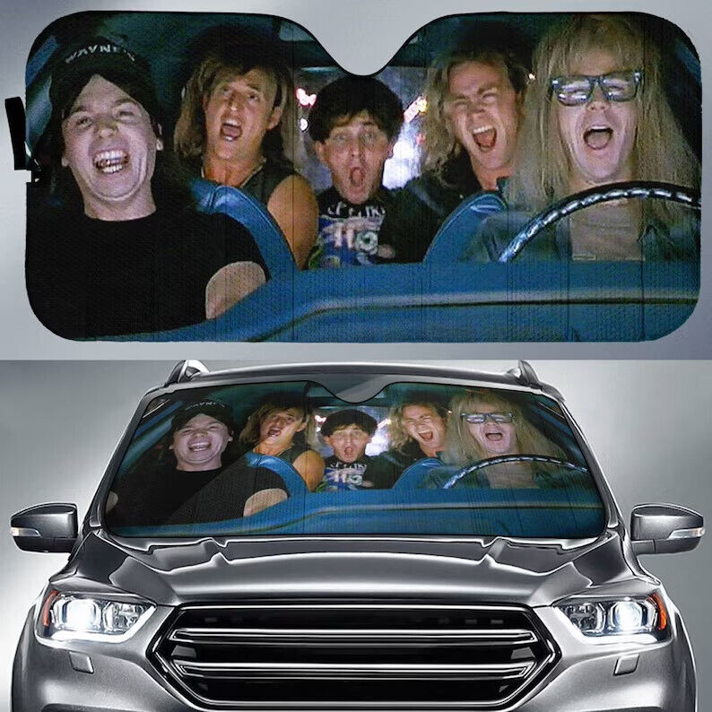 Wayne's World Car Sun Shade | Garth Algar Wayne Campbell Car Sunshade Decor