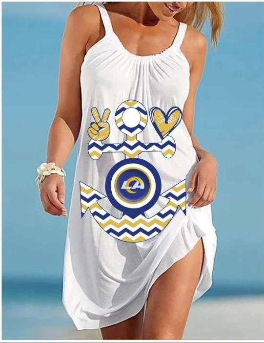 Los Angeles Rams Women Slip Dress Sleeveless Loose Beach Sundress