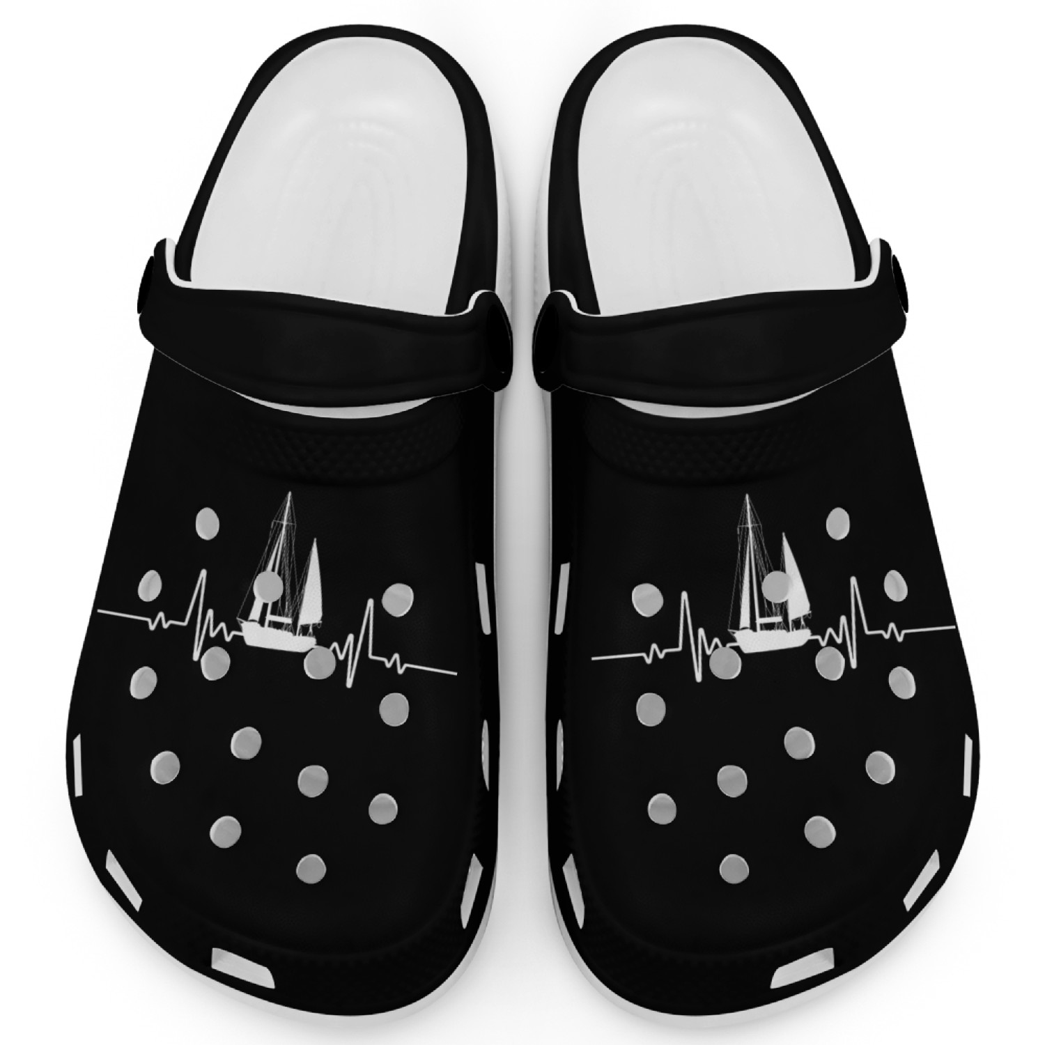 Sailing Boat Heartbeat Clogs