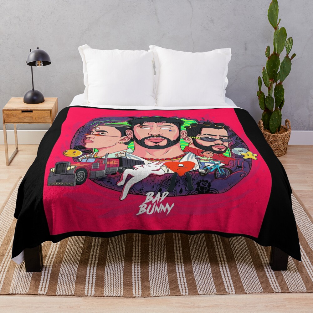 Bad bunny Soft Cozy Throw Blanket for men, women, Unisex, Trending Gifts