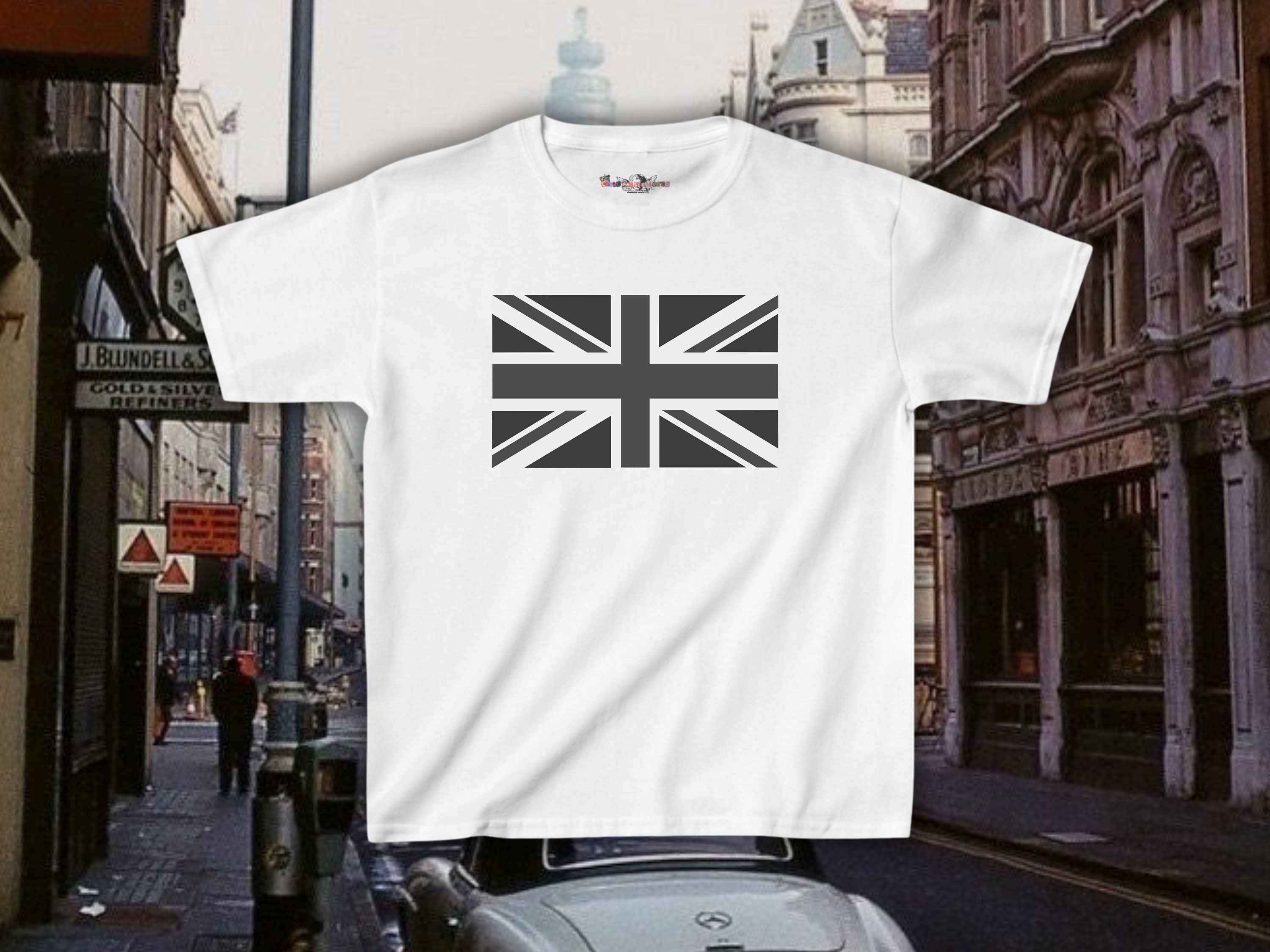 British Flag Baby Tee, 90s Punk Graphic Tee, Trendy Y2K Baby Tee, Womens Fitted Tee