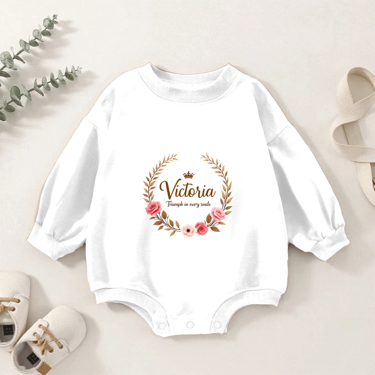 Victoria, triumph in every smile Baby Romper Sweatshirts