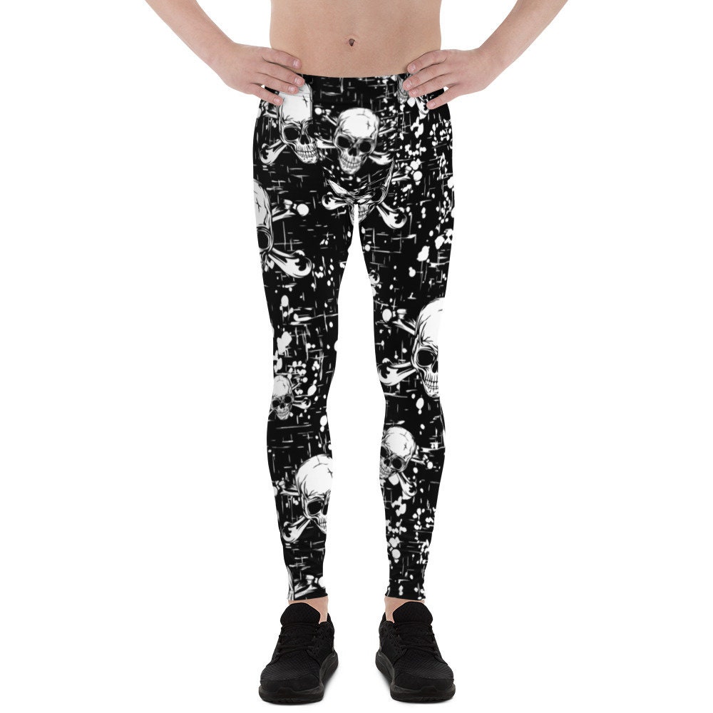 Mens Leggings - Meggings - All Over Print Skull Skeleton Leggings,