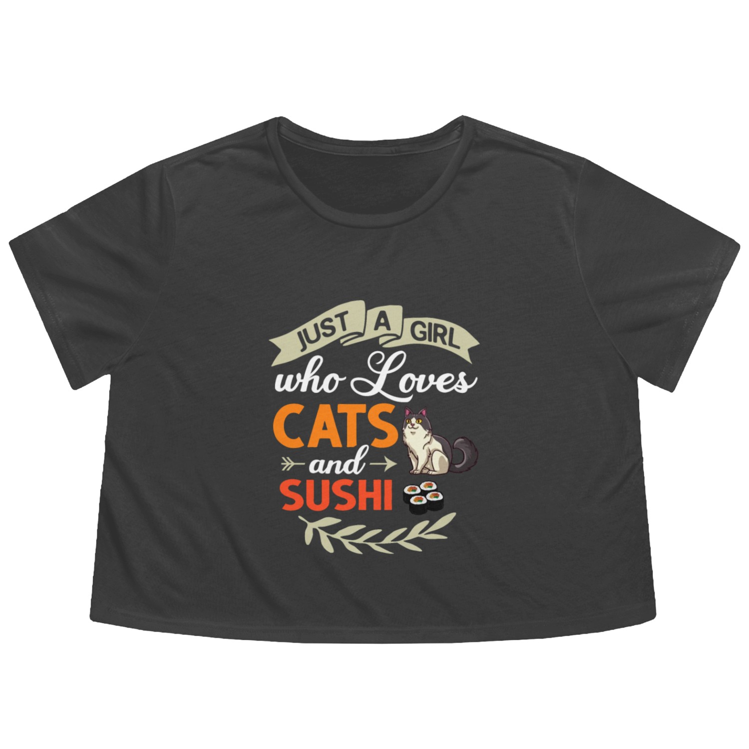 Cat Sushi Japanese Rice Roll Nigiri Bowl Maker Flowy Cropped Tees