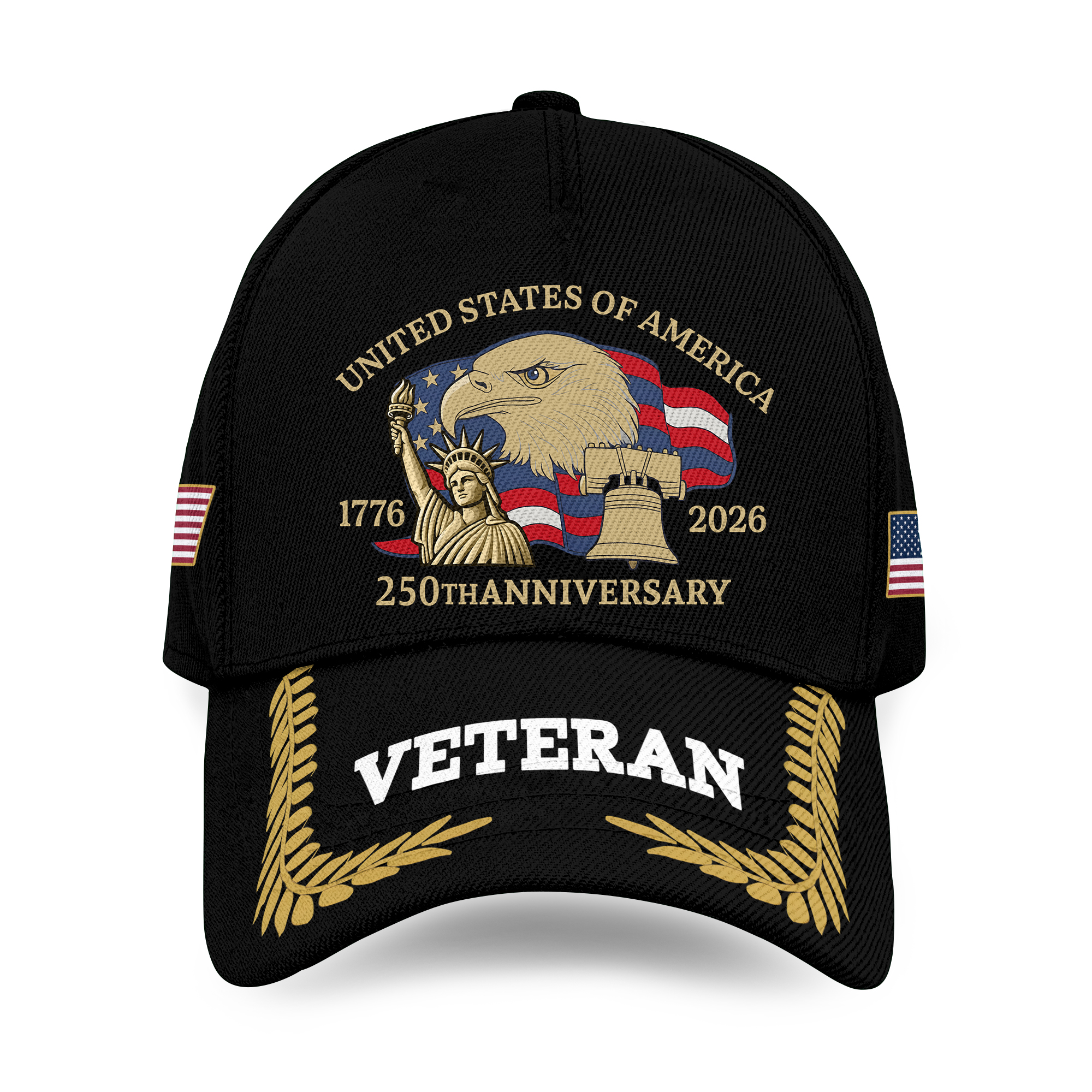 Patriotic Veteran Baseball Cap, 250th Anniversary USA Hat, Bald Eagle Military Veteran Gift, American Pride Cap for Men