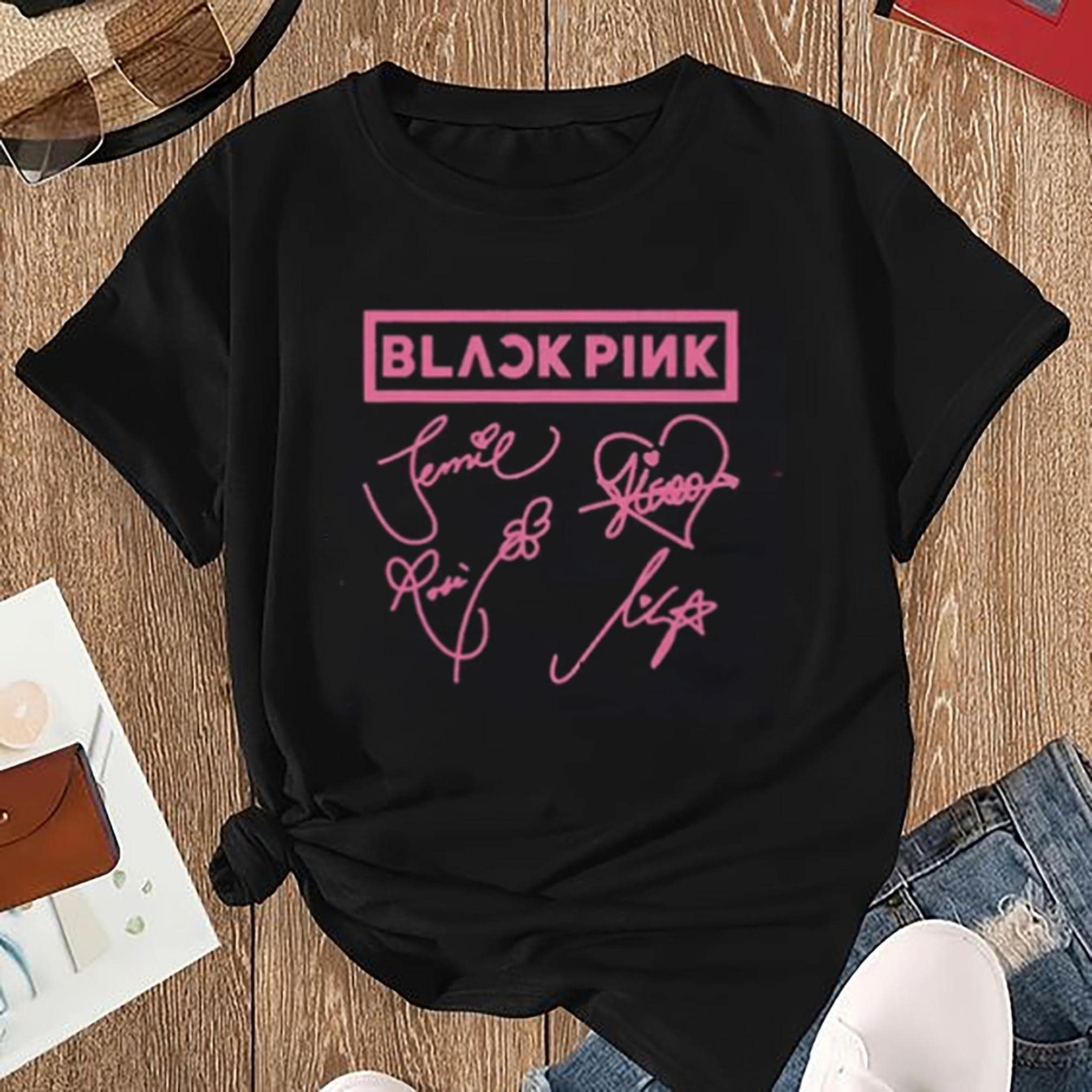 Black Pink Signatures Shirt, Black Pink Blink Gift Shirt, Black Pink World Tour 2025 Shirt, Black Pink Graphic Tee, Kpop Black Pink Merch