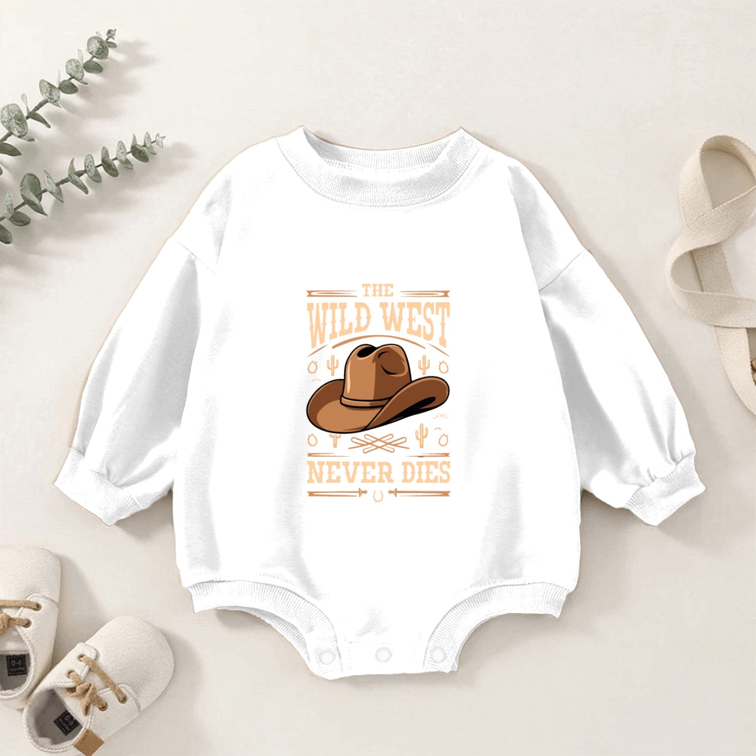 Cowboy Lifestyle Western Theme with Horses and Baby Romper Sweatshirts