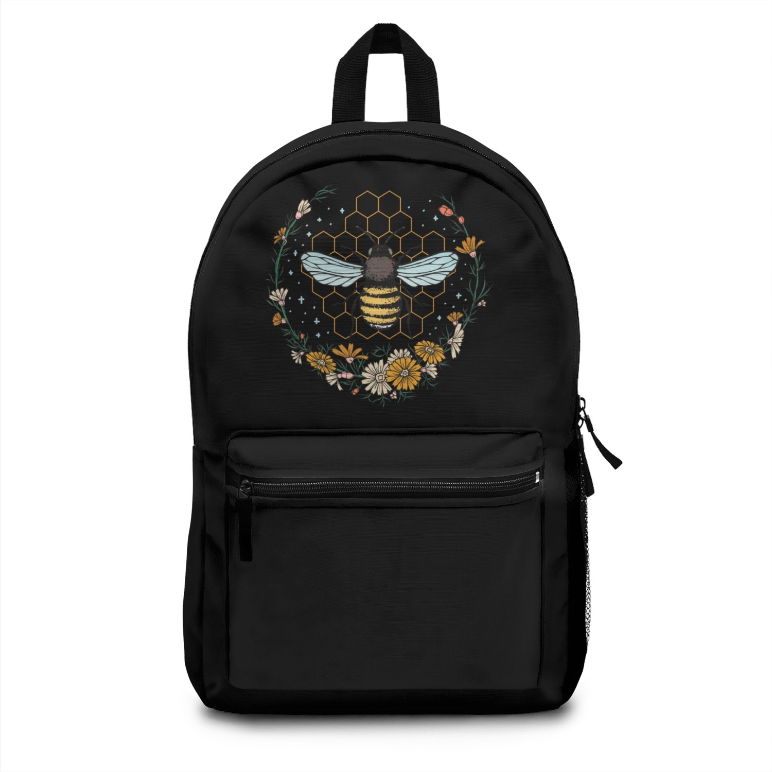 Floral Honeycomb Bee Lover Art Backpacks
