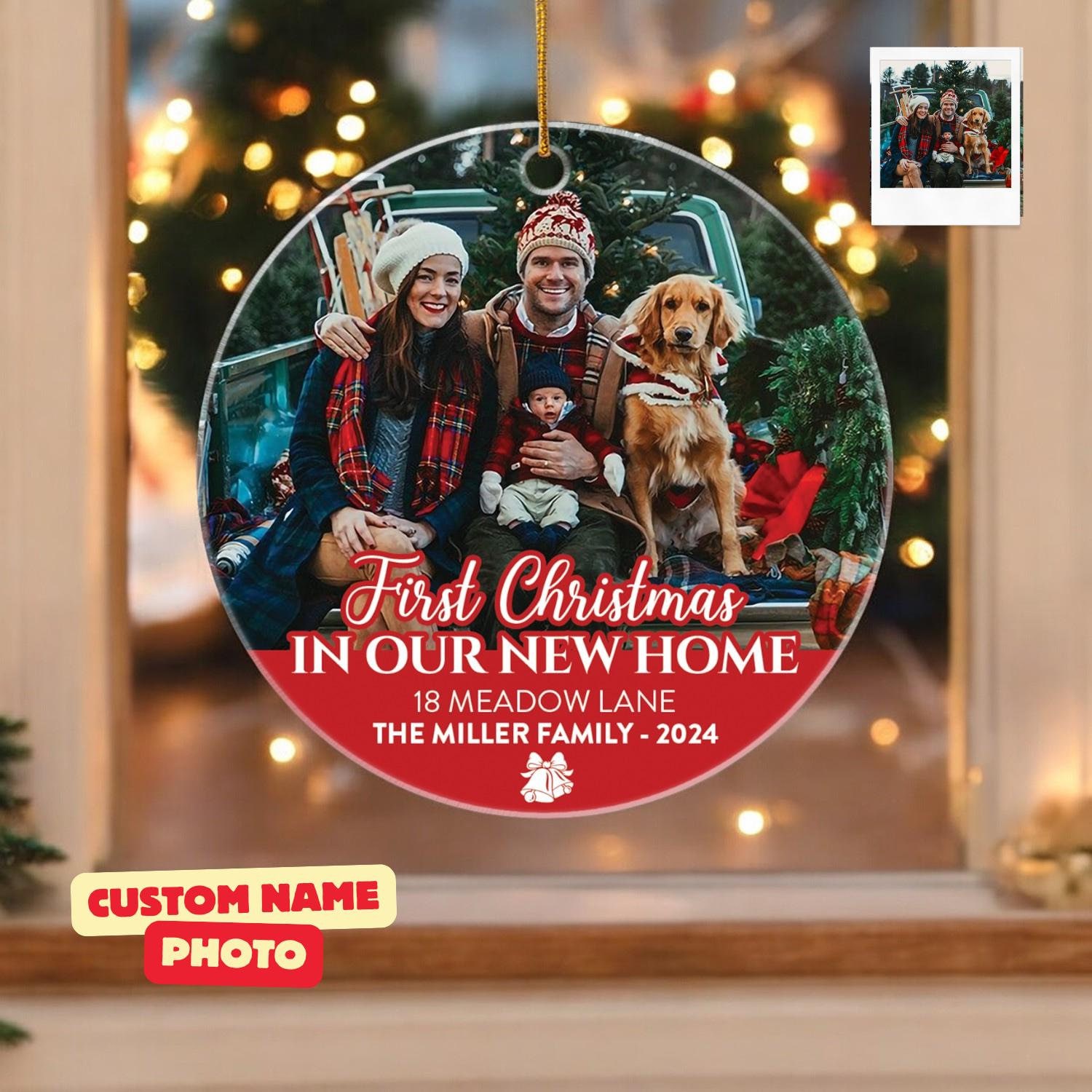 Photo Family Tree Christmas, Personalized Acrylic Photo Ornament, 1st Christmas Together, Personalized Family Christmas Ornament, Decor Xmas