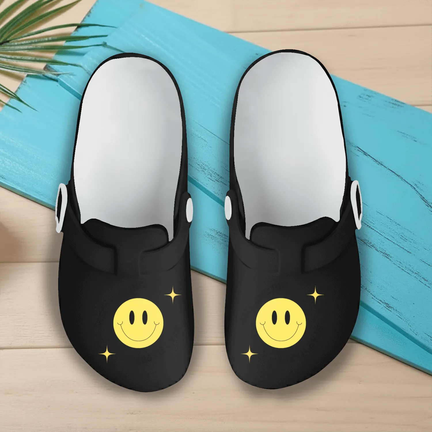 stay hapy and keep smiling Slip On Clogs
